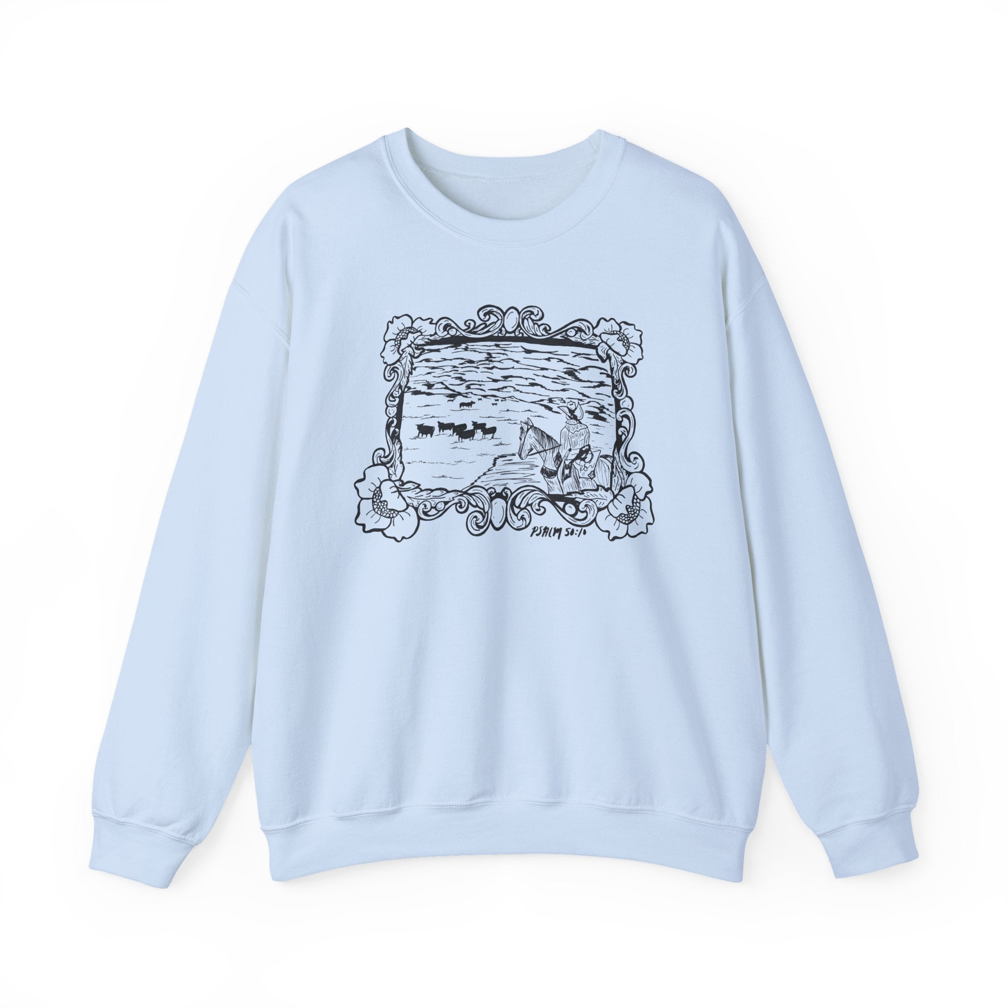 Cattle on 1000 Hills Crewneck Sweatshirt-Blk