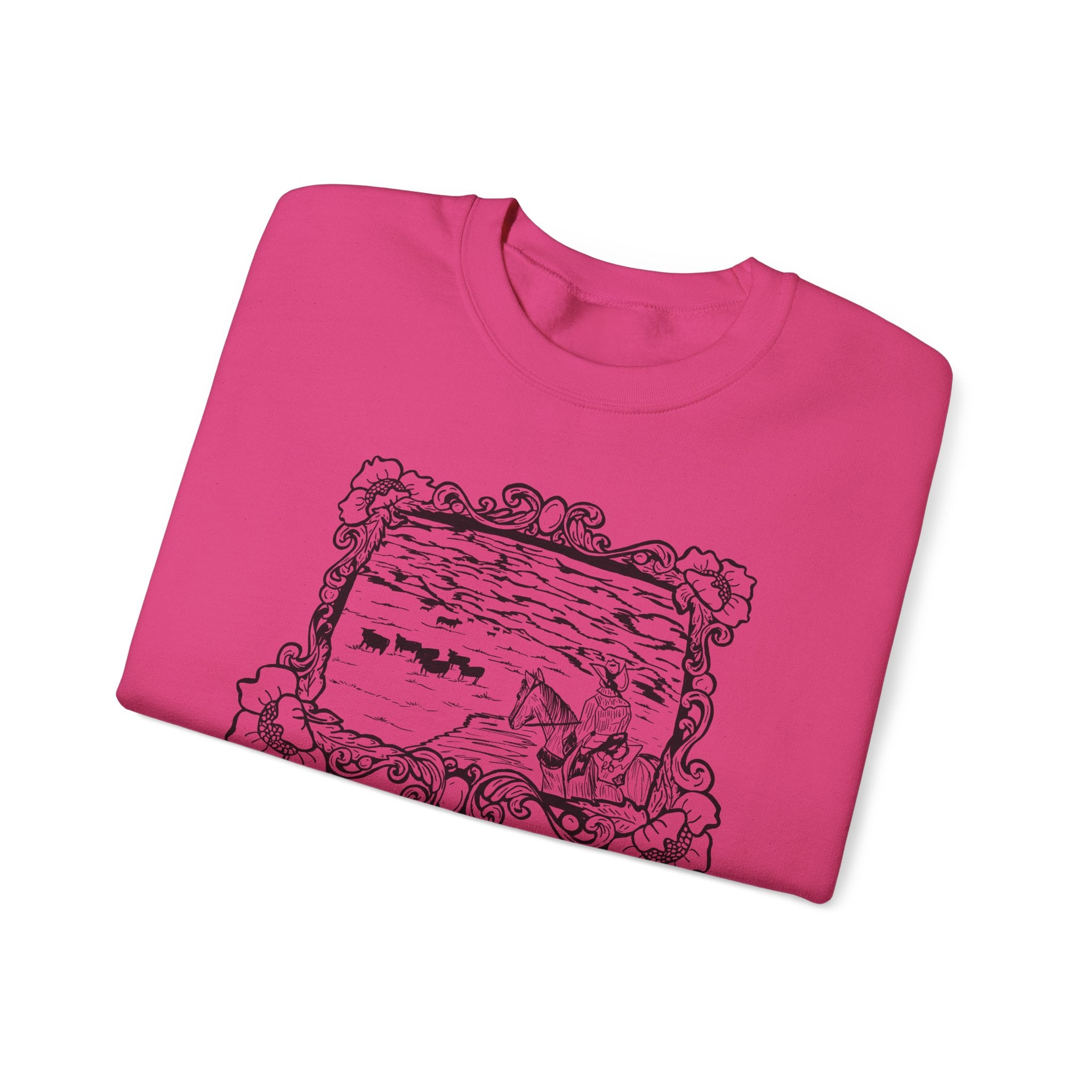 Cattle on 1000 Hills Crewneck Sweatshirt-Blk