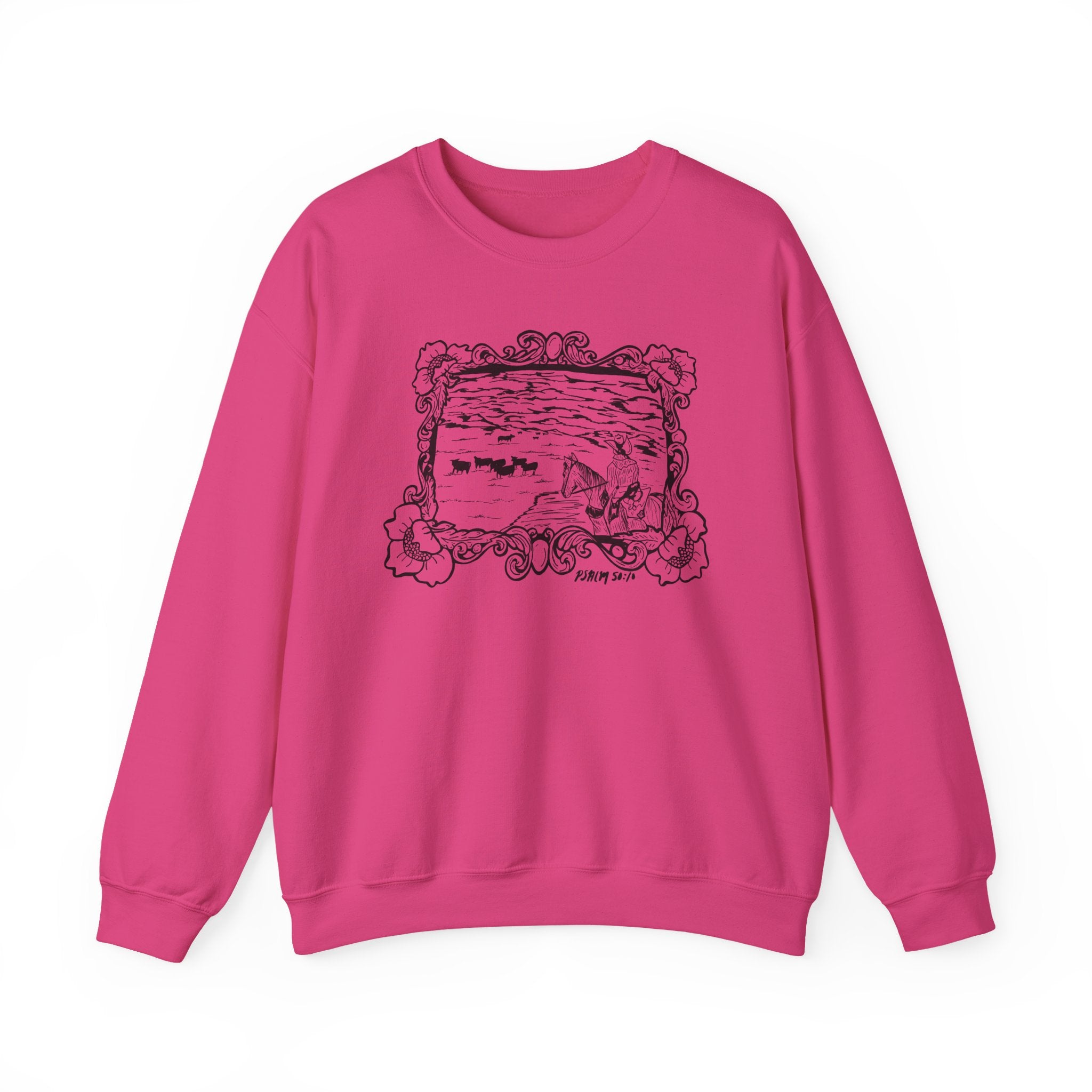 Cattle on 1000 Hills Crewneck Sweatshirt-Blk