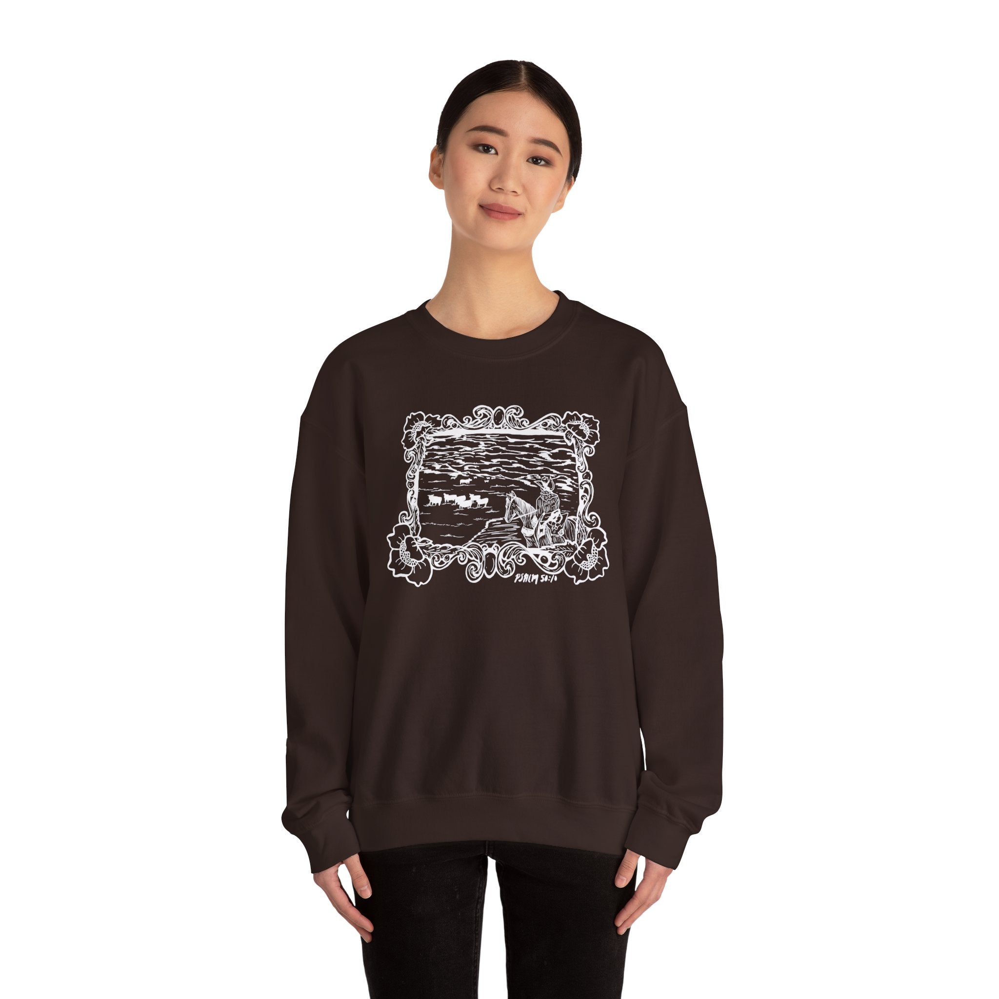 Cattle on 1000 hills Crewneck Sweatshirt-Wht