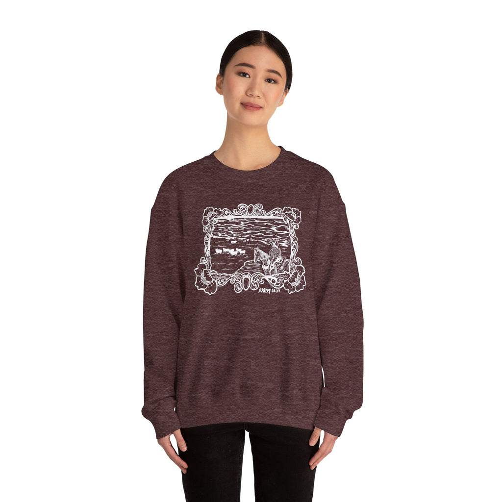 Cattle on 1000 hills Crewneck Sweatshirt-Wht