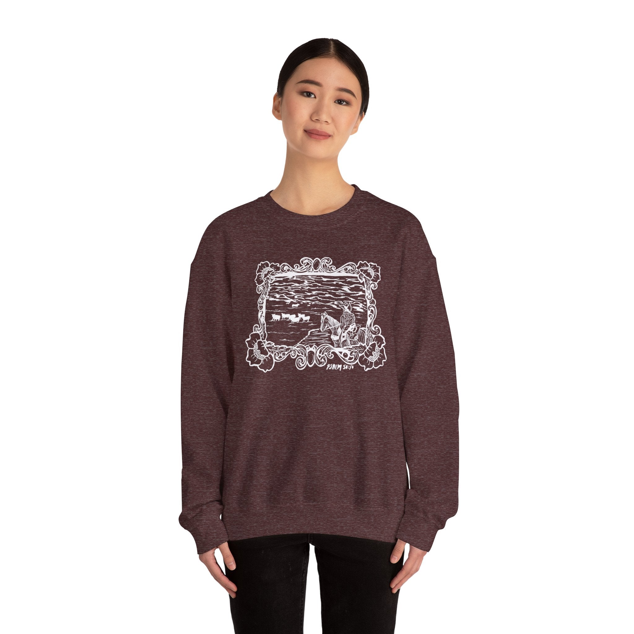 Cattle on 1000 hills Crewneck Sweatshirt-Wht