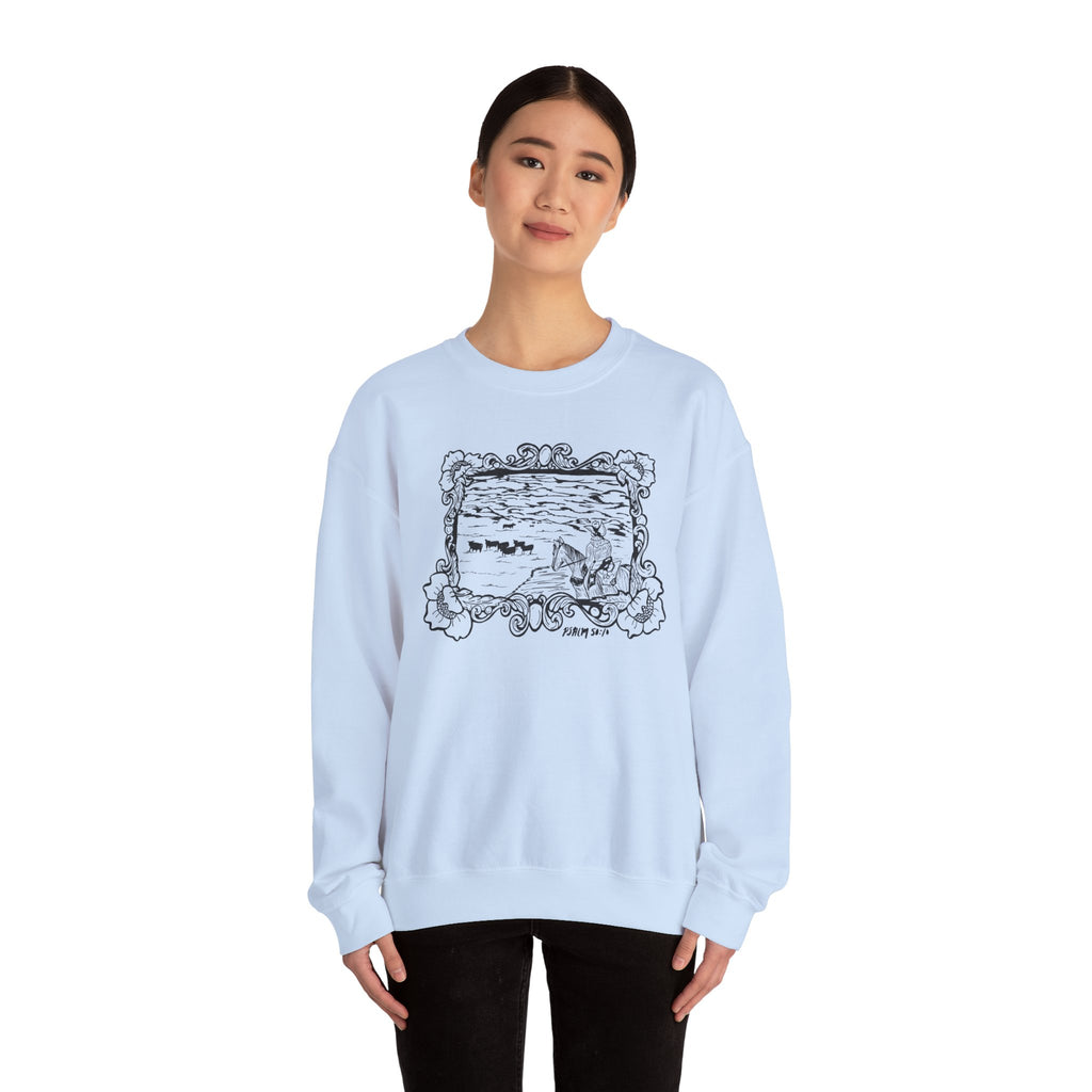 Cattle on 1000 Hills Crewneck Sweatshirt-Blk