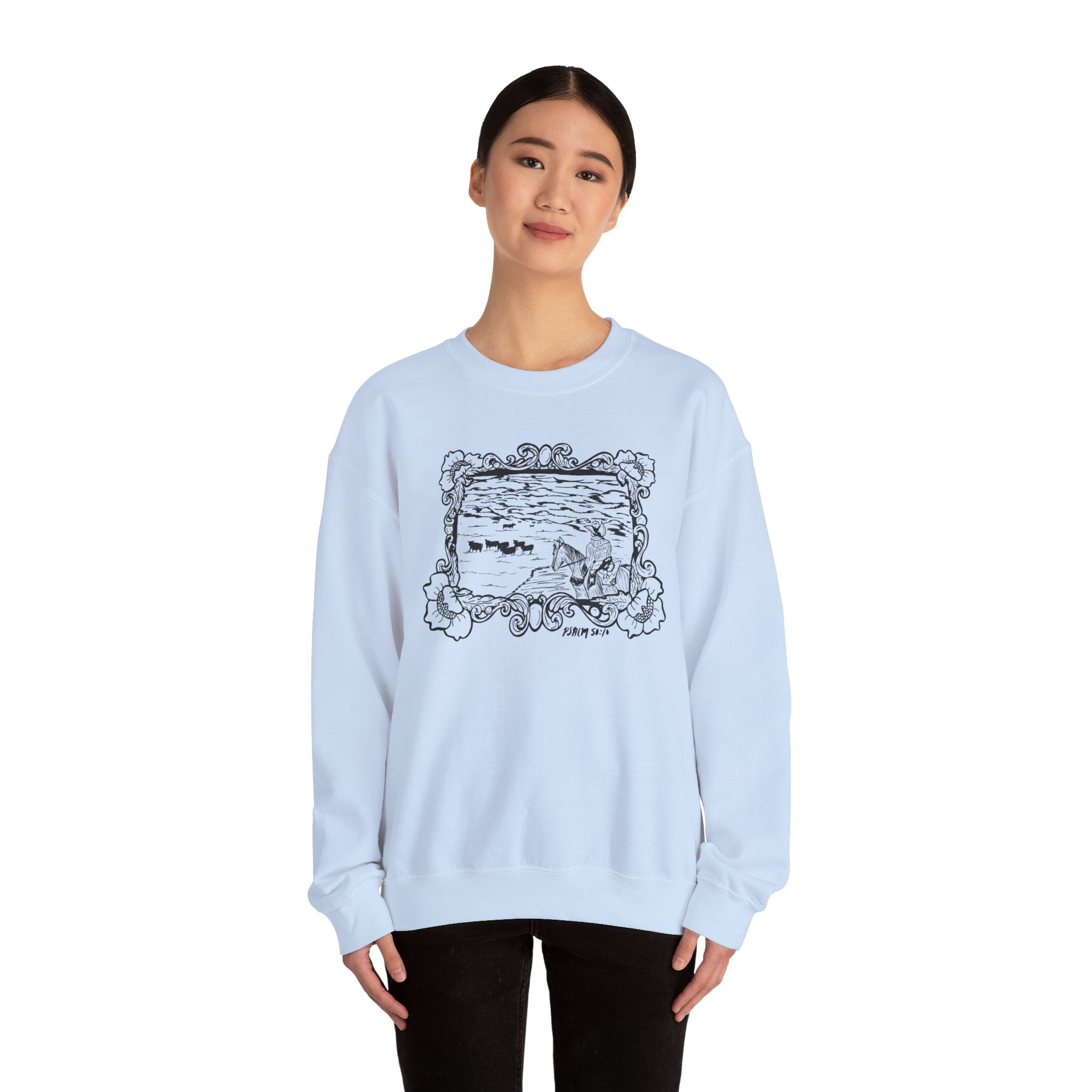 Cattle on 1000 Hills Crewneck Sweatshirt-Blk