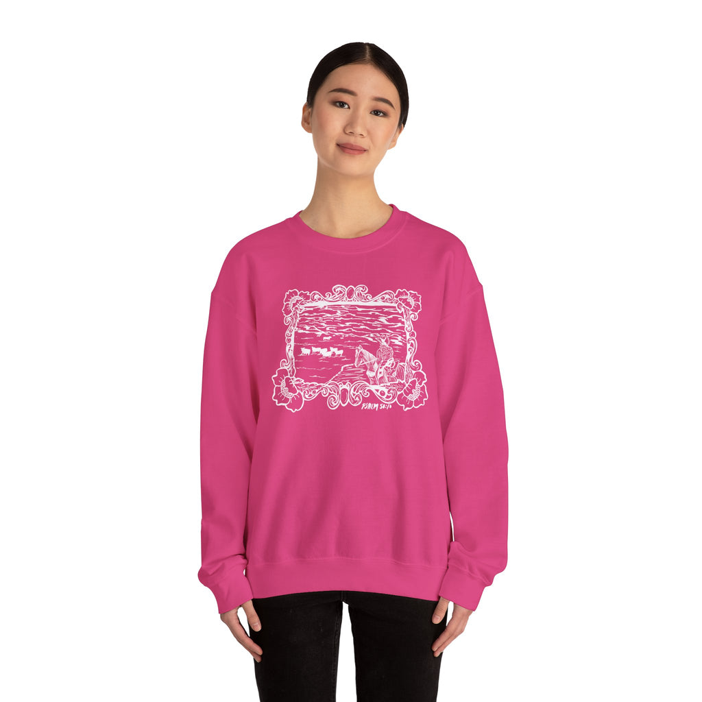 Cattle on 1000 hills Crewneck Sweatshirt-Wht