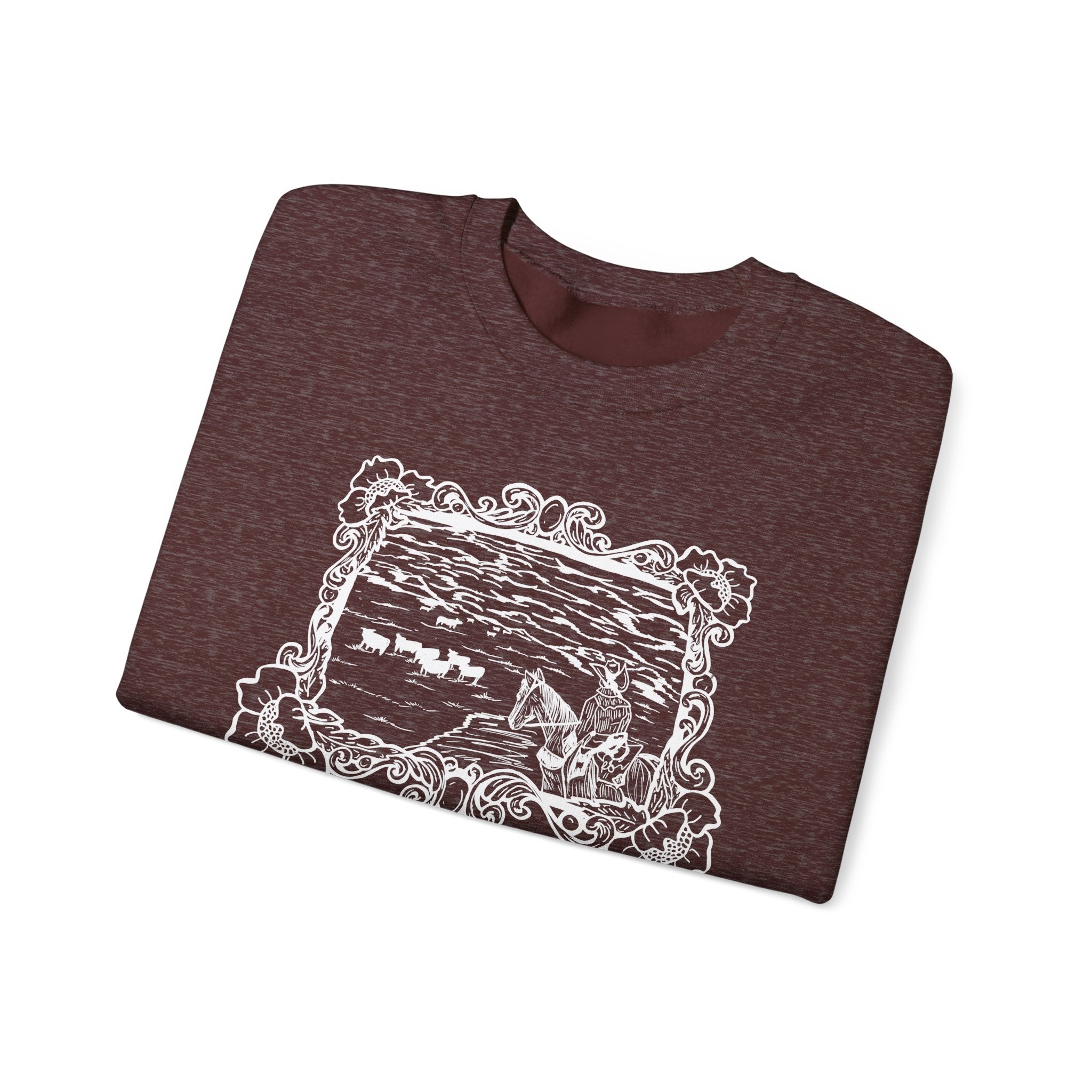 Cattle on 1000 hills Crewneck Sweatshirt-Wht