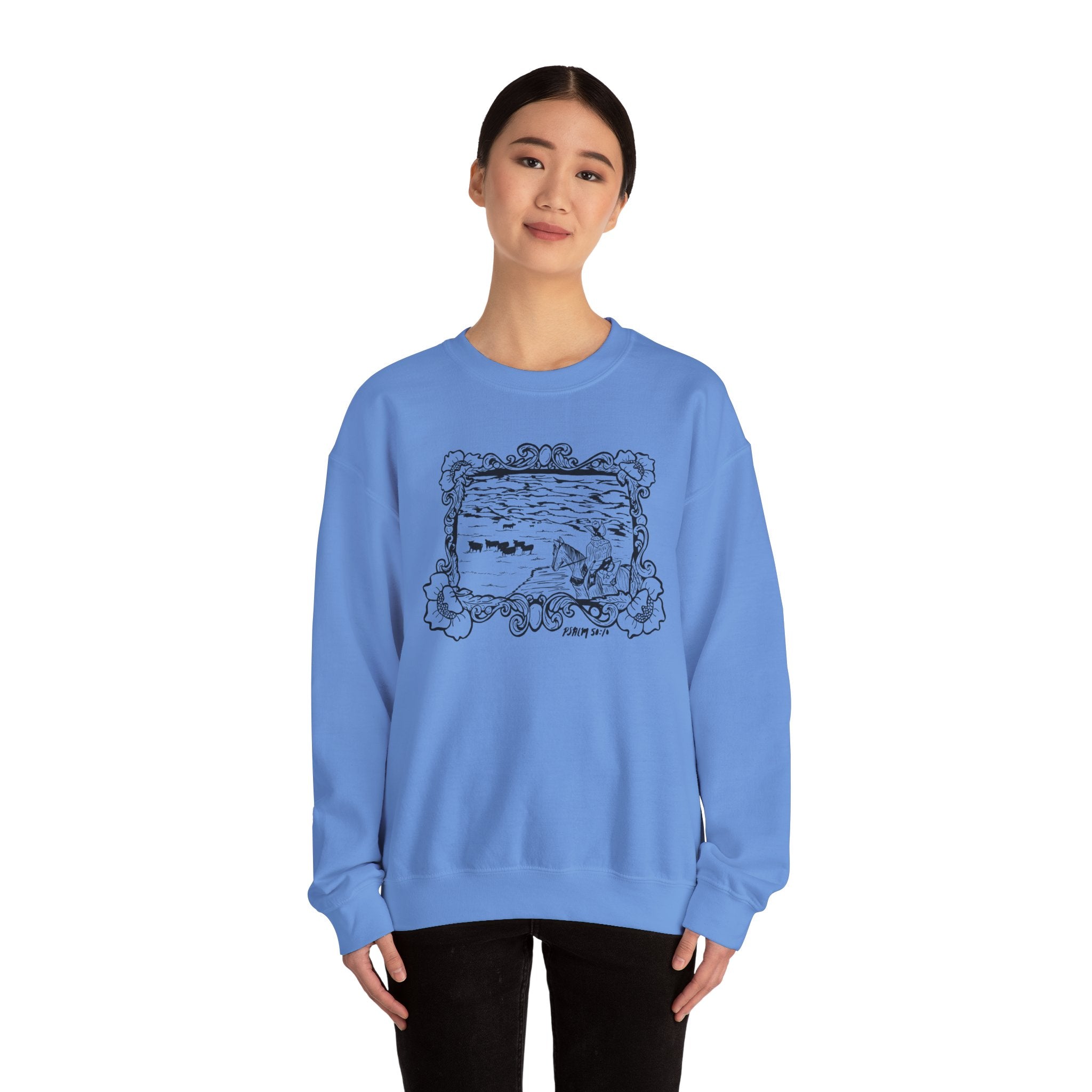 Cattle on 1000 Hills Crewneck Sweatshirt-Blk