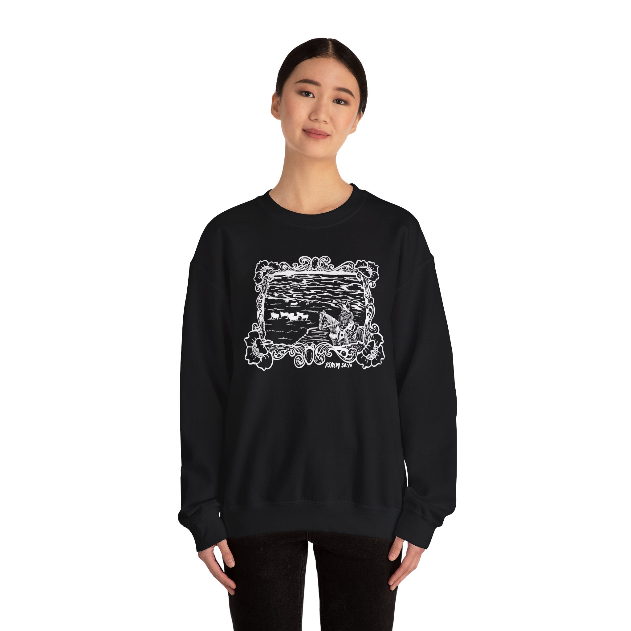 Cattle on 1000 hills Crewneck Sweatshirt-Wht