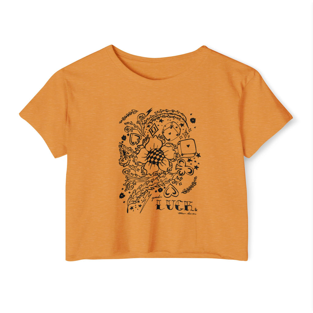 Good Luck & True Love Crop Top-Blk