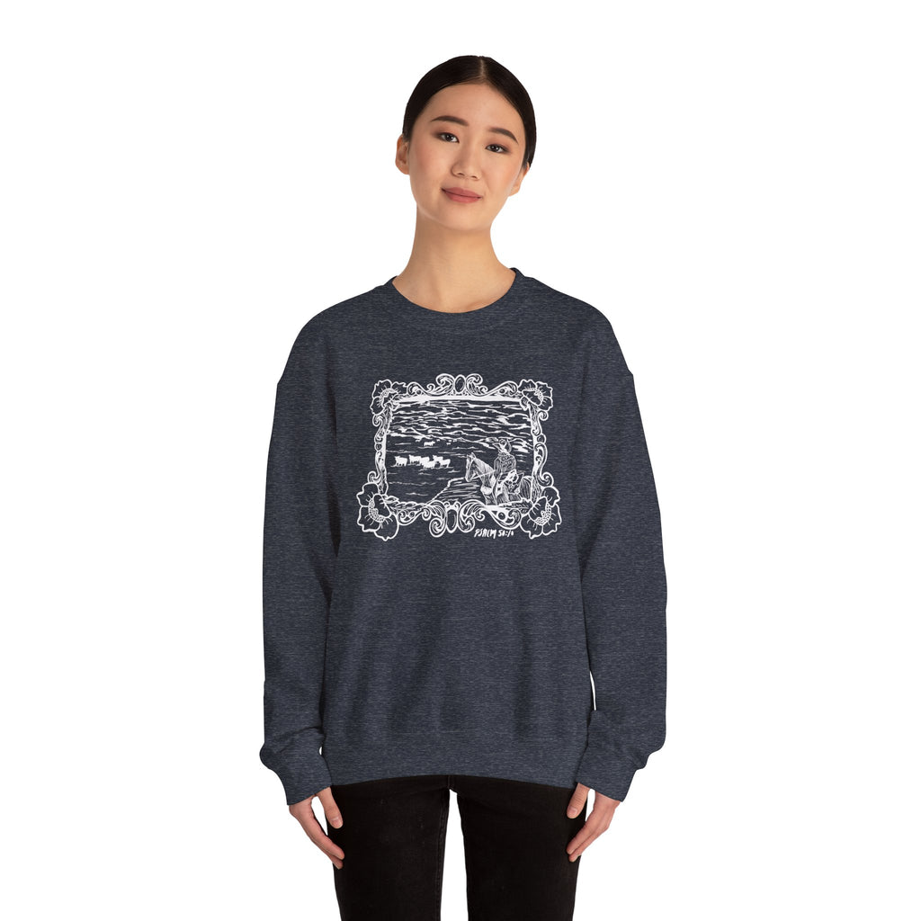 Cattle on 1000 hills Crewneck Sweatshirt-Wht