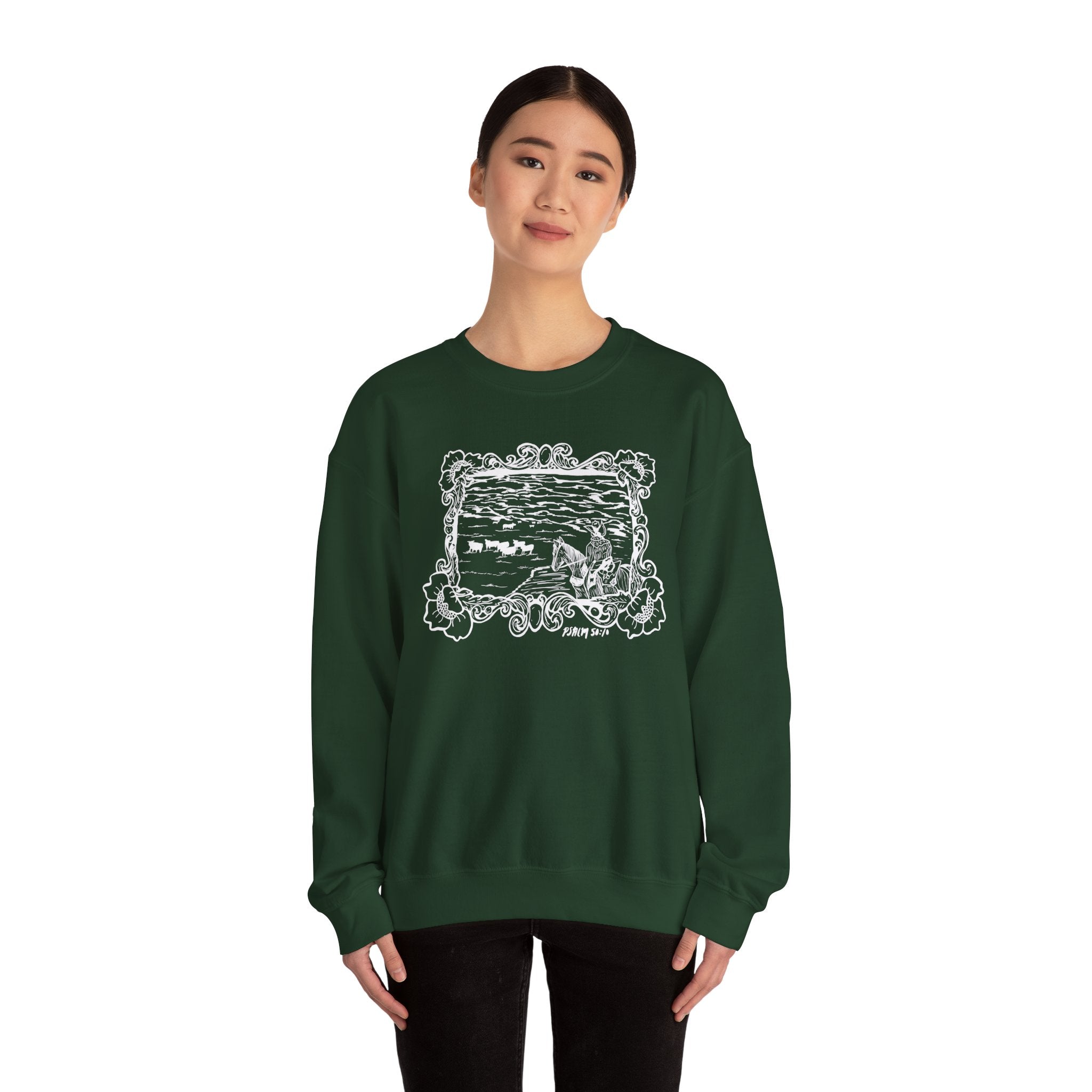 Cattle on 1000 hills Crewneck Sweatshirt-Wht