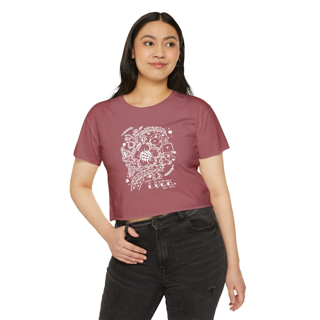 Good Luck & True Love Crop Top- Wht