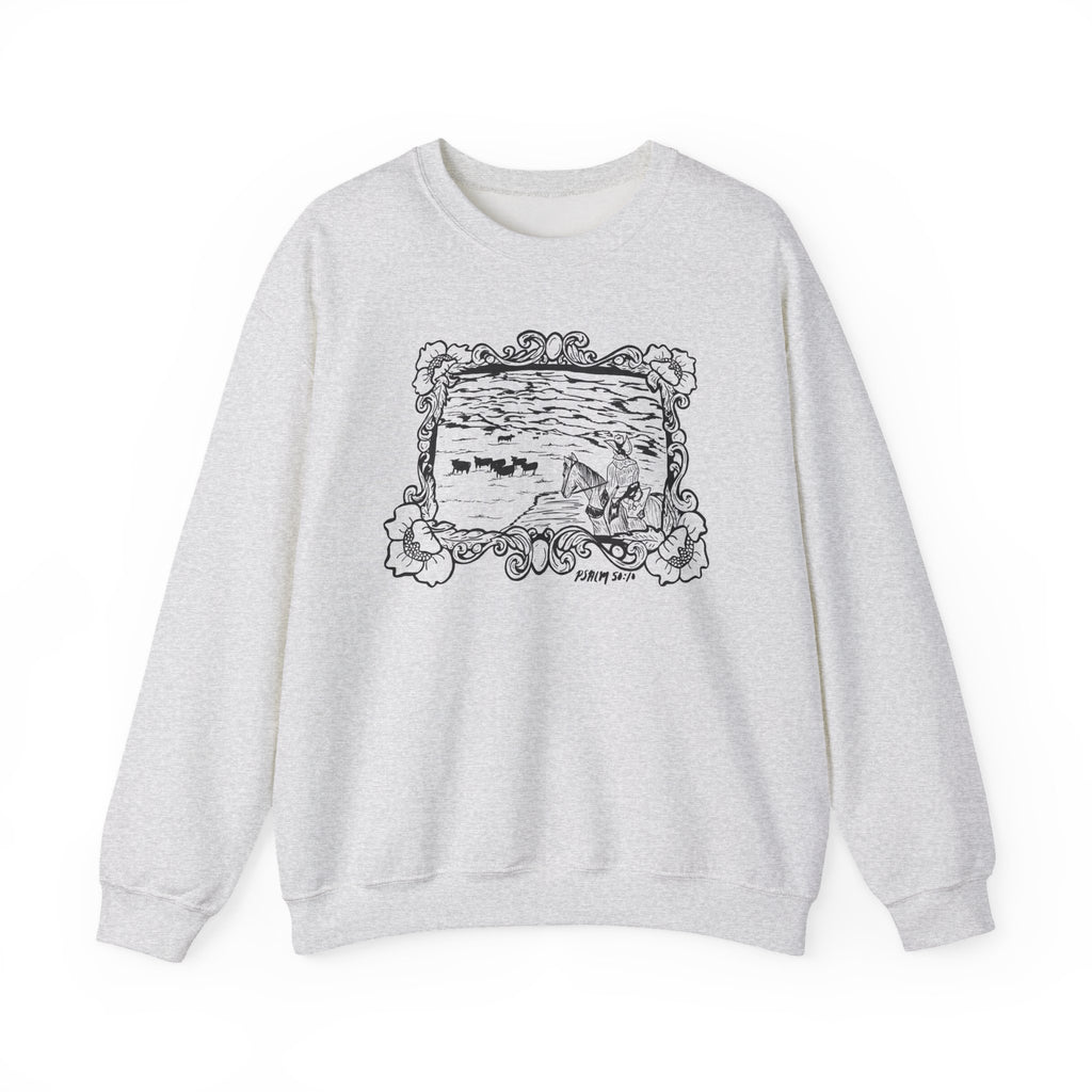 Cattle on 1000 Hills Crewneck Sweatshirt-Blk
