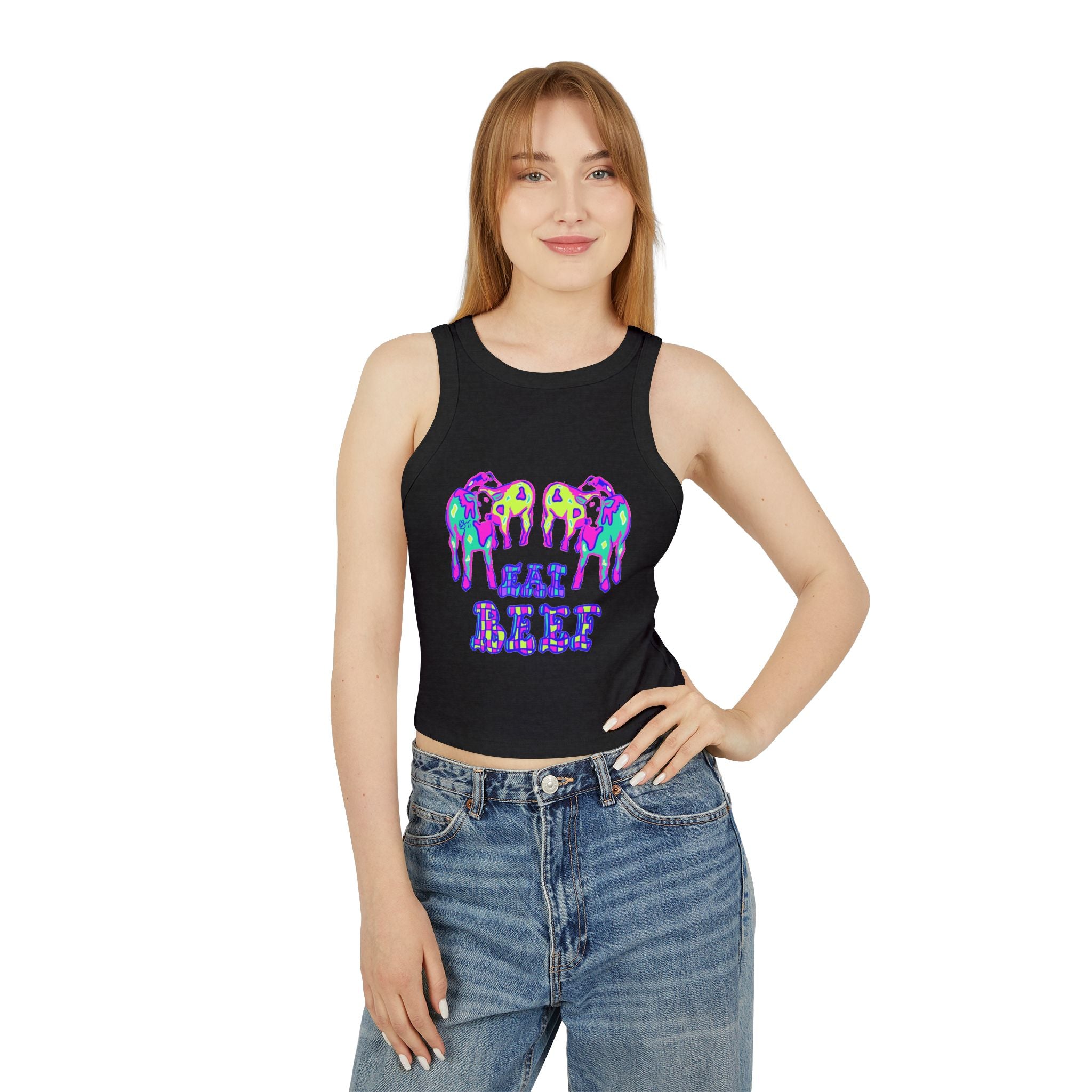 Eat Beef Racer Tank Top