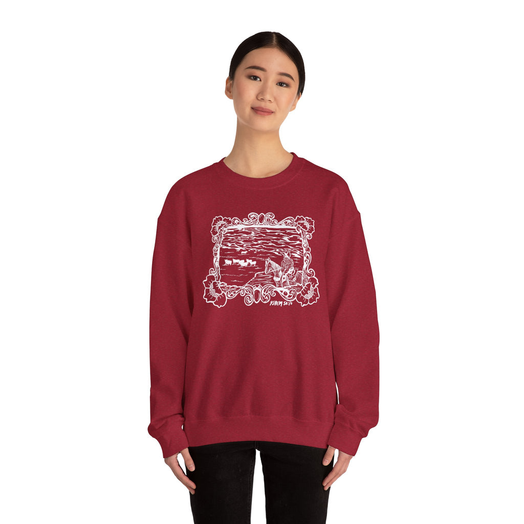 Cattle on 1000 hills Crewneck Sweatshirt-Wht