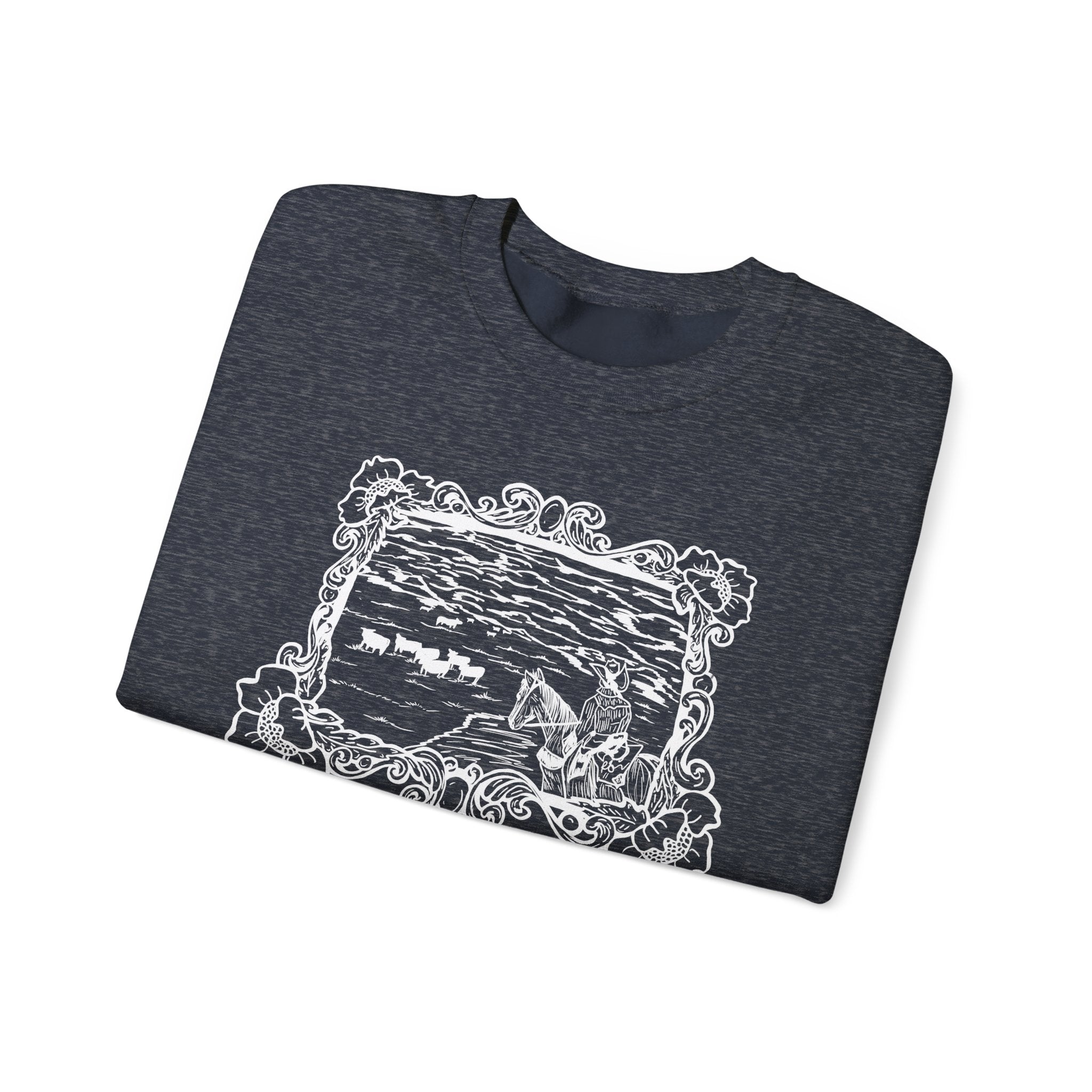 Cattle on 1000 hills Crewneck Sweatshirt-Wht